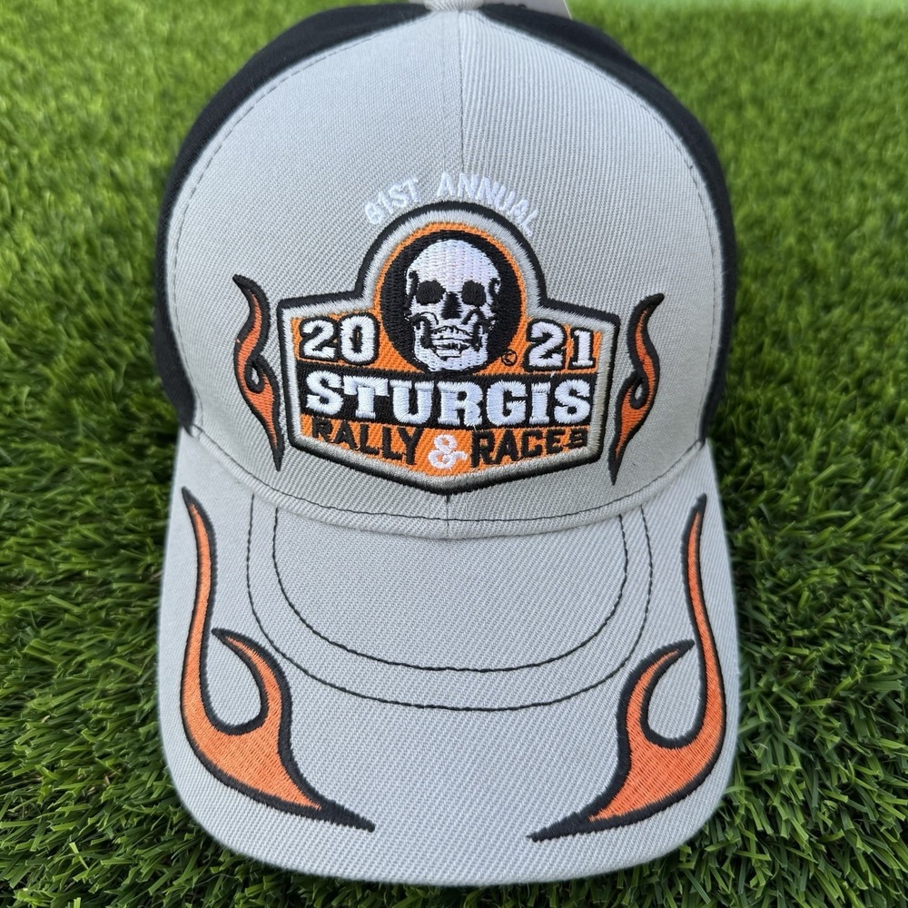 New 2021 Sturgis Motorcycle Rally Races Hat Cap 81st Annual‎ Black Gray Orange